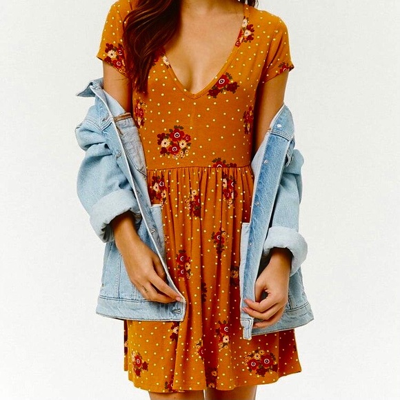 Forever 21 Burnt Orange Floral Polka Dot Dress - Picture 2 of 8